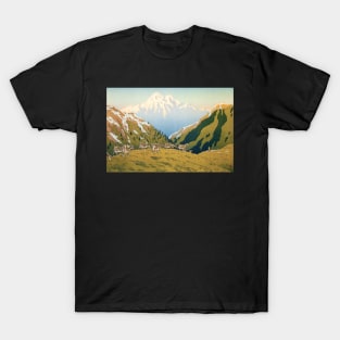 Cows on Mountain Hills Landscape Painting T-Shirt